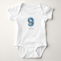 Blue 3D Number 9 - 9 Months Baby Bodysuit