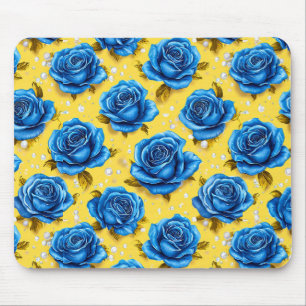 Blue 3d roses mouse pad