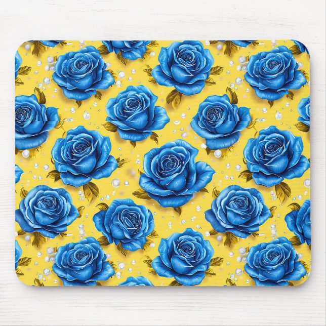 Blue 3d roses mouse pad (Front)