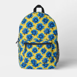 Blue 3d roses printed backpack