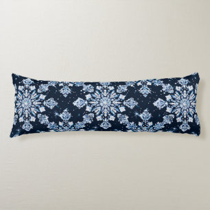 Blue 3d snowflakes body cushion