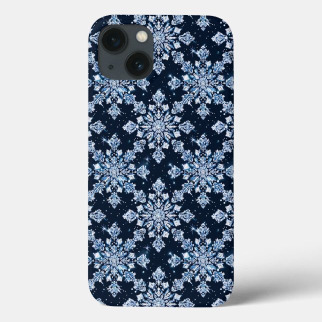 Blue 3d snowflakes Case-Mate iPhone case (Back)