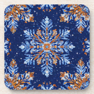 Blue 3d snowflakes coaster