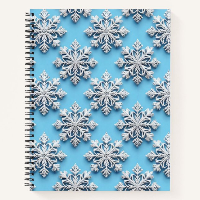 Blue 3d snowflakes notebook (Front)