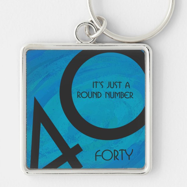 Blue 40 Decade Birthday Key Ring (Front)