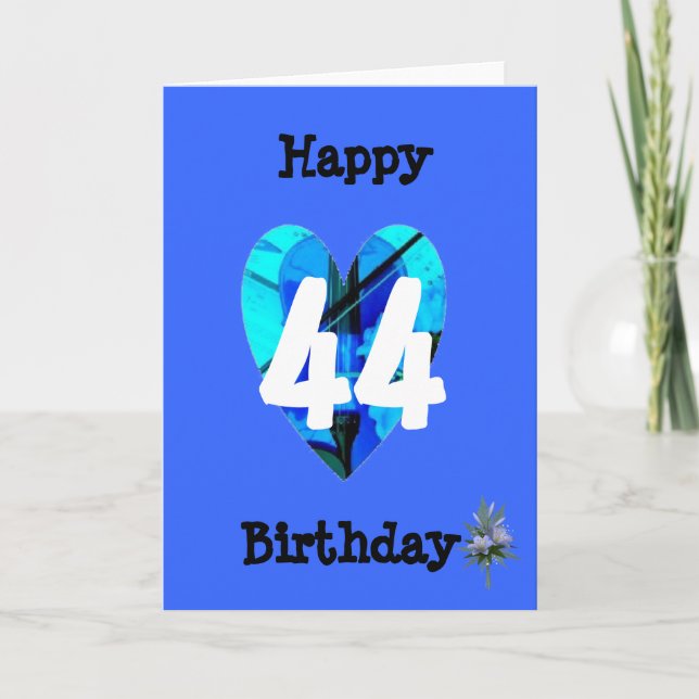 Blue 44th Age Birthday Card (Front)