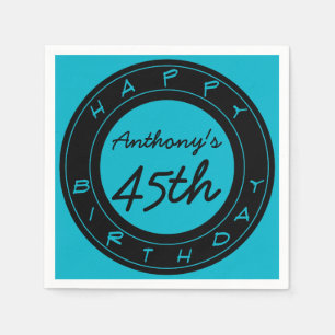 Blue 45th Birthday Party Personalised Paper Napkin