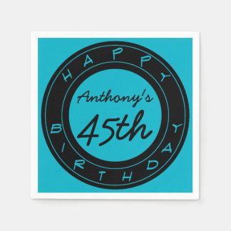 Blue 45th Birthday Party Personalised Paper Napkin