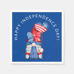 Blue 4th of July Gnome Independence Day Party Napkin