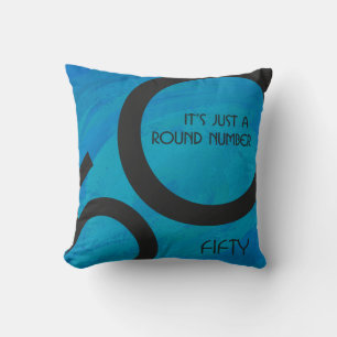 Blue 50 Decade Birthday Cushion