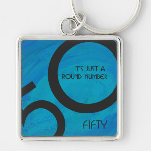 Blue 50 Decade Birthday Key Ring