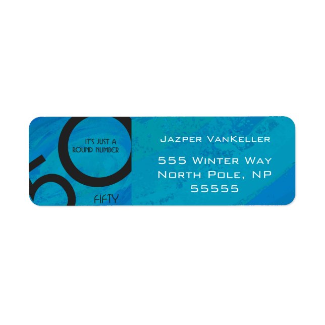 Blue 50 Decade Birthday Return Address Label (Front)