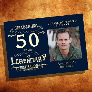 Blue 50th Birthday Vintage Gold