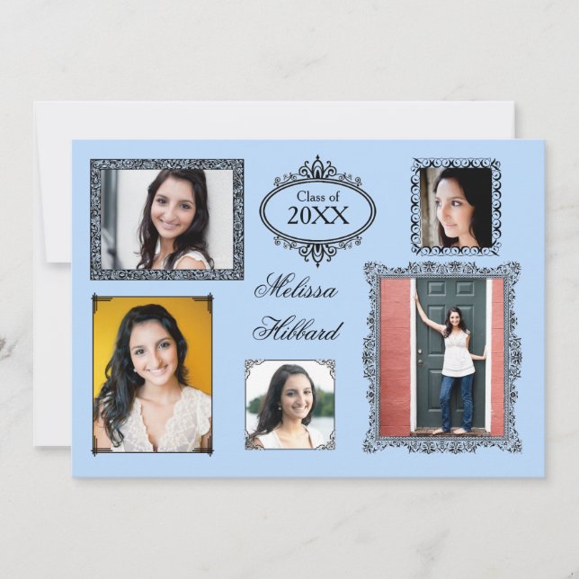 Blue 5 Frames/Photos - Grad Announcement (Front)