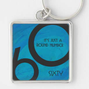 Blue 60 Decade Birthday Key Ring