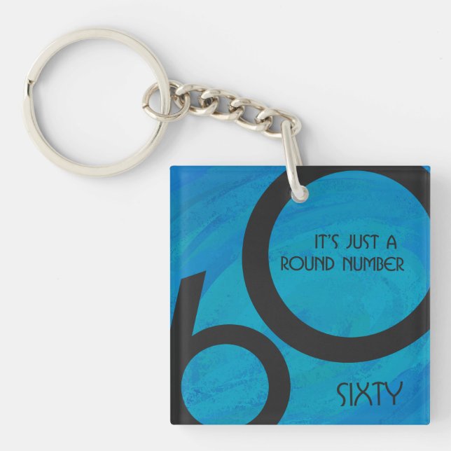 Blue 60 Decade Birthday Key Ring (Front)