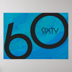 Blue 60 Decade Birthday Poster