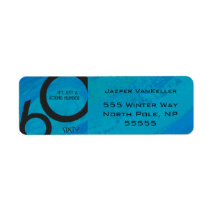 Blue 60 Decade Birthday Return Address Label