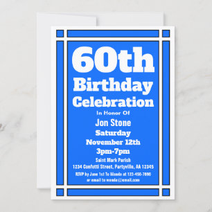 Blue 60th Birthday Invitation
