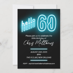Blue 60th Birthday Party Invitation
