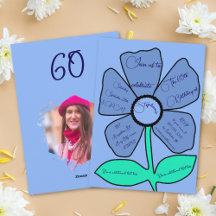 Blue 60th Birthday Simple Doodle Flower