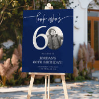 Blue 60th Birthday Welcome Sign | Look Who's 60