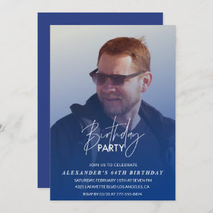 Blue 64th birthday invitation Birthday party Photo