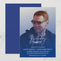 Blue 66th birthday invitation Birthday party Photo