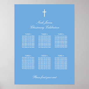 Blue 6 Table Christening Seating Chart Poster