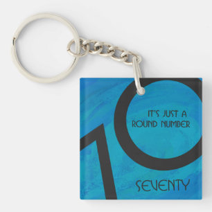 Blue 70 Decade Birthday Key Ring