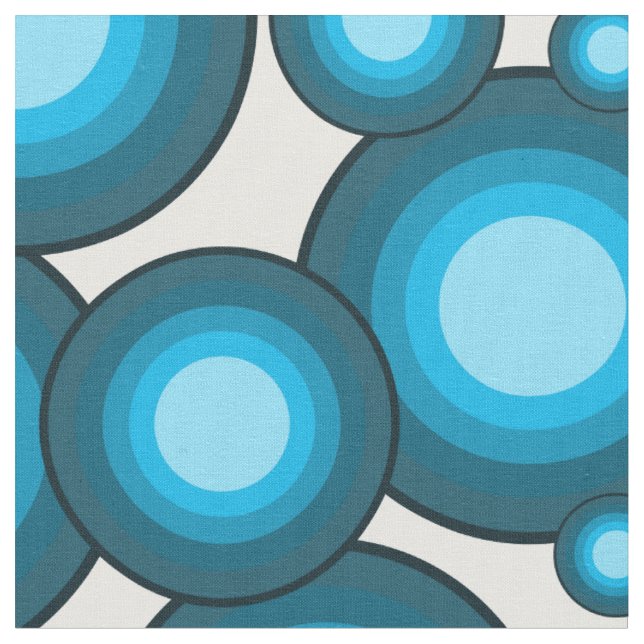 Blue 70's year circle fabric (Close Up)