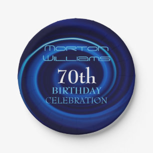 Blue 70th Birthday Celebration Paper Plates