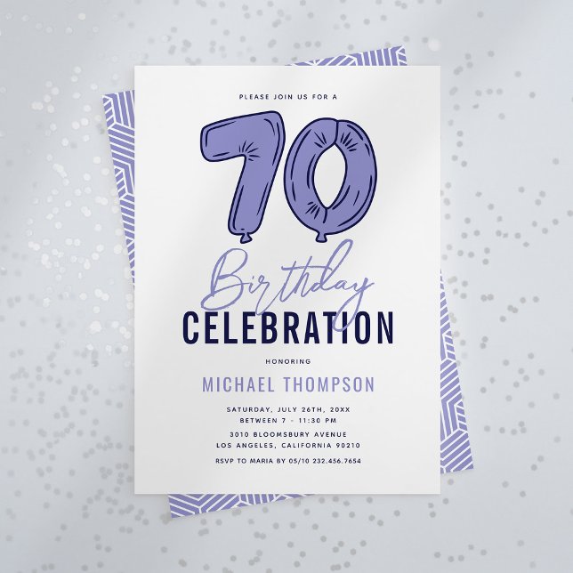 Blue 70th Birthday Party Invitation (Creator Uploaded)