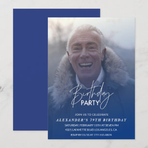 Blue 79th birthday invitation Birthday party Photo