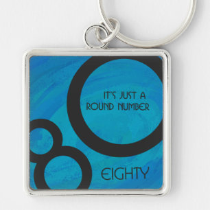 Blue 80 Decade Birthday Key Ring