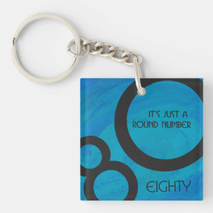 Blue 80 Decade Birthday Key Ring