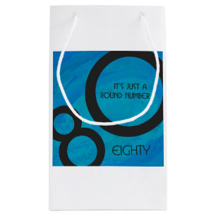 Blue 80 Decade Birthday Small Gift Bag