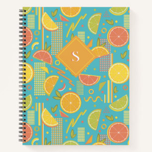 Blue 80’s Citrus Fruit Slices Notebook