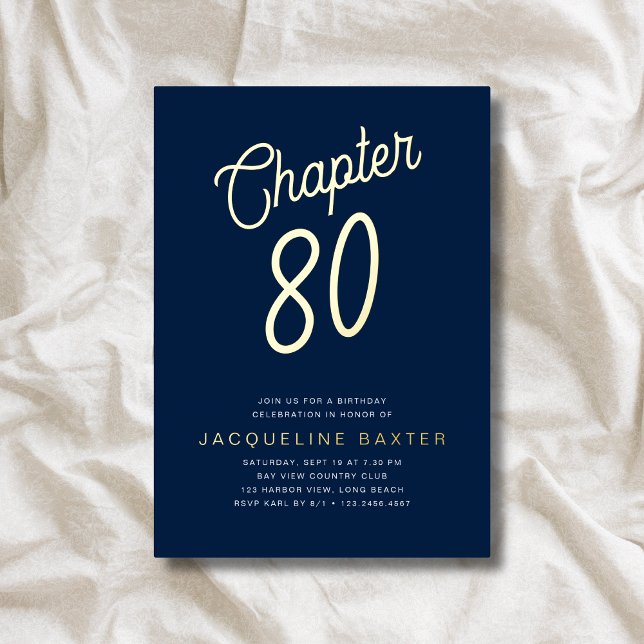 Blue 80th Birthday Gold Script Chapter 80 Party (Creator Uploaded)