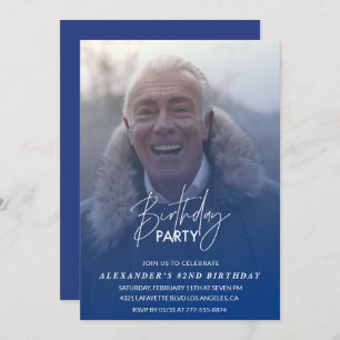 Blue 82nd birthday invitation Birthday party Photo
