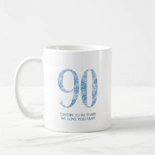 Blue 90th Birthday Party Favour Mug 3 Photo