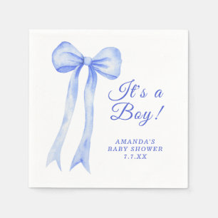 Blue a Bow It's a Boy Baby shower Napkin