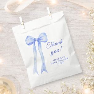 Blue a Bow It's a Boy Baby shower thank you Favour Bag