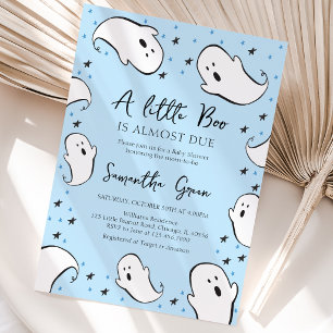 Blue A Little Boo Baby Shower Invitation