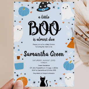 Blue A Little Boo Baby Shower Invitation
