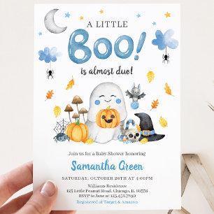 Blue A Little Boo Baby Shower Invitation