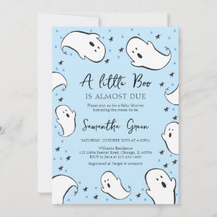 Blue A Little Boo Baby Shower Invitation