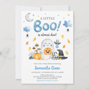 Blue A Little Boo Baby Shower Invitation
