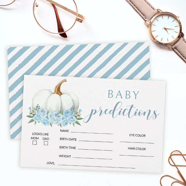 Blue a little pumpkin baby boy shower predictions stationery (Creator Uploaded)