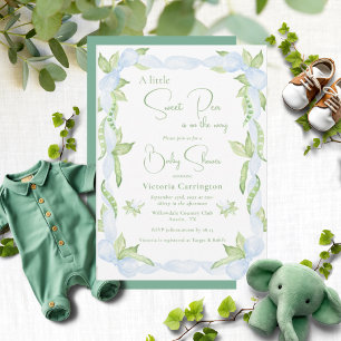 Blue A Little Sweet Pea Boy Baby Shower Invitation